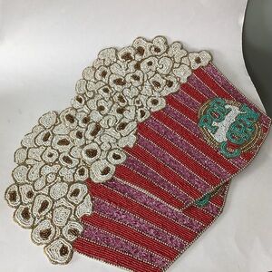 Designer Handmade Beaded Popcorn Shaped Table Mats for Home Decor Set of 2